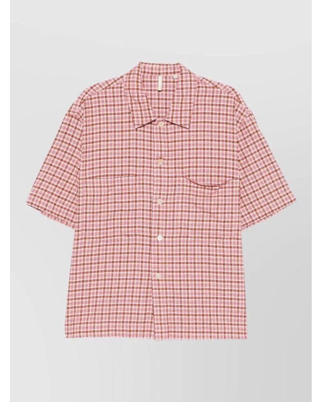 sunflower Pink Checked Short-Sleeve Shirt for men