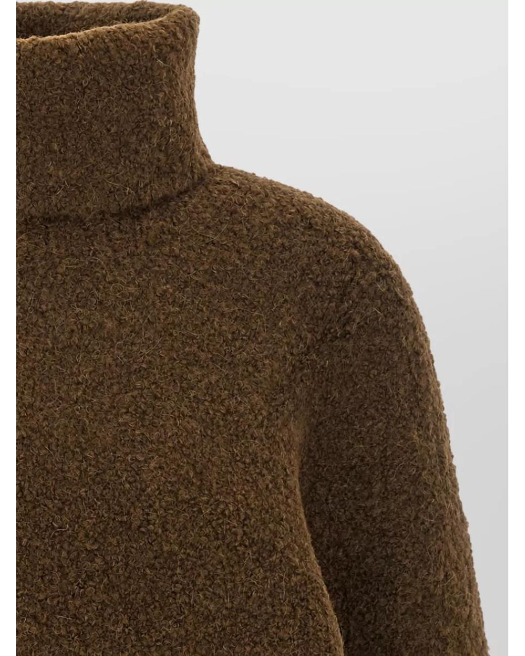 Totême Green Bouclé Alpaca Wool Turtleneck Sweater