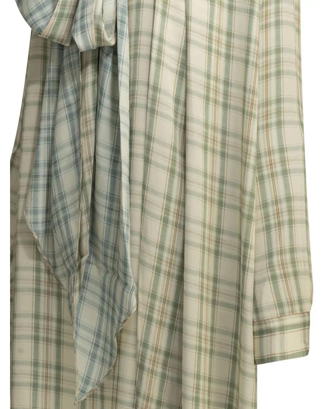 Acne Green Checked Viscose Mini Shirt Dress