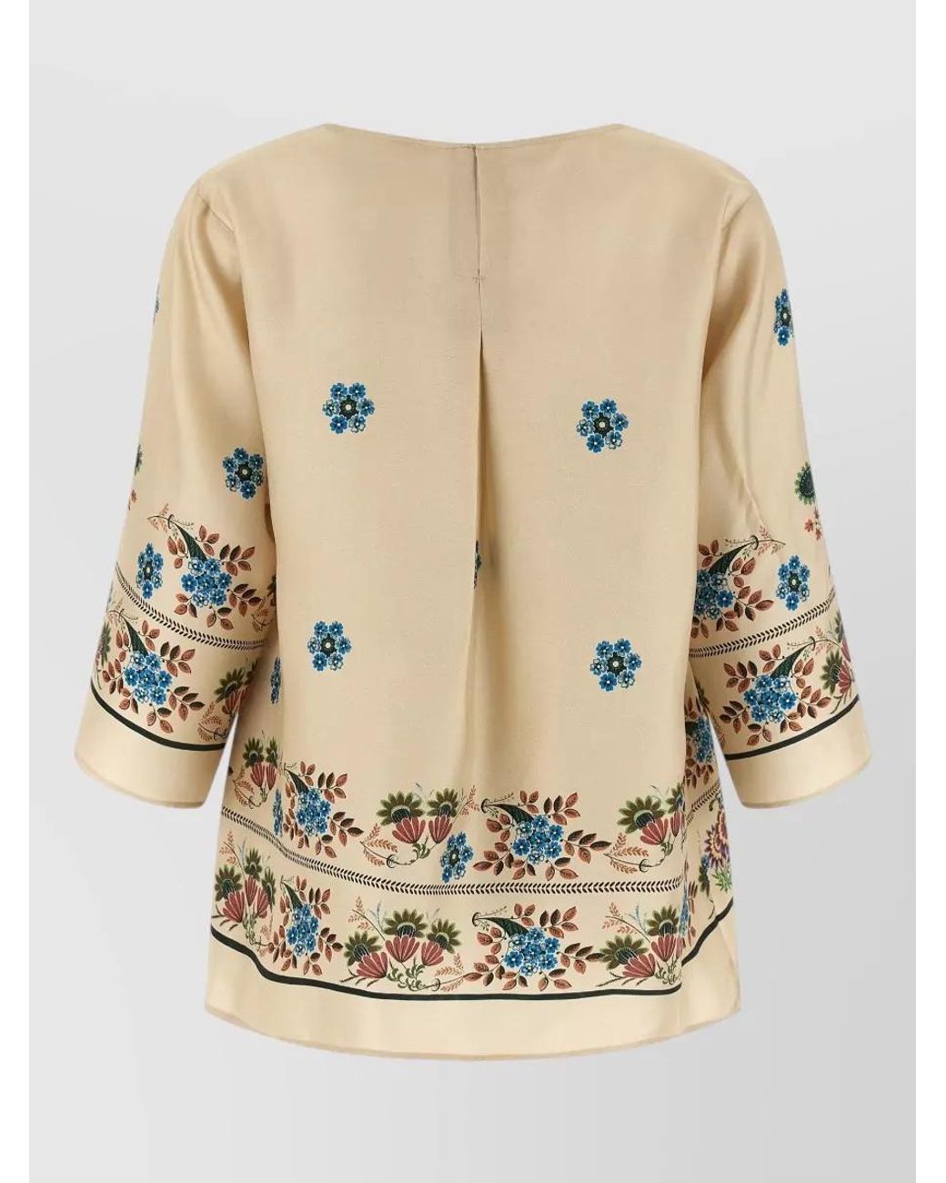 Weekend by Maxmara Natural Floral Blouse Lightweight Fabric Round Neck
