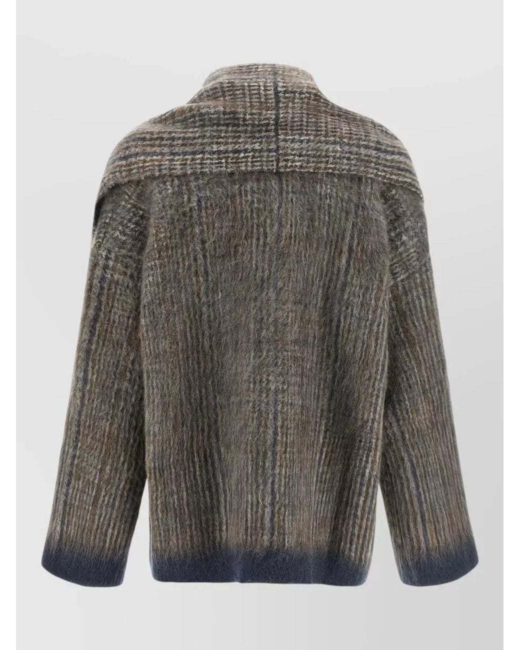 Brunello Cucinelli Gray Checks V Neck Sweater