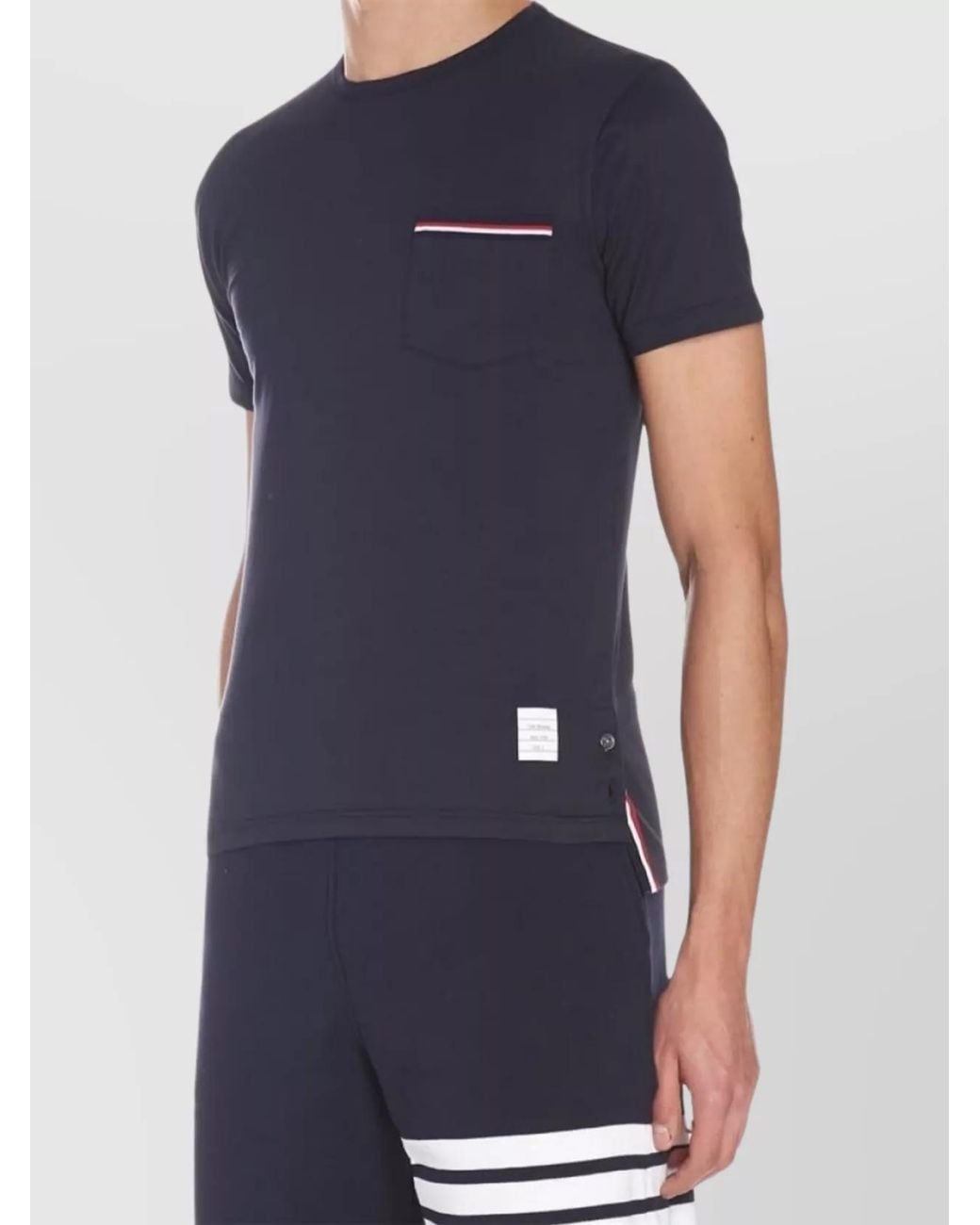 Thom Browne Blue Cotton Jersey Pocket T-Shirt for men