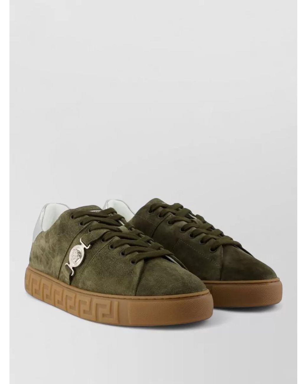 Versace Green Calfskin Low-Top Sneakers for men