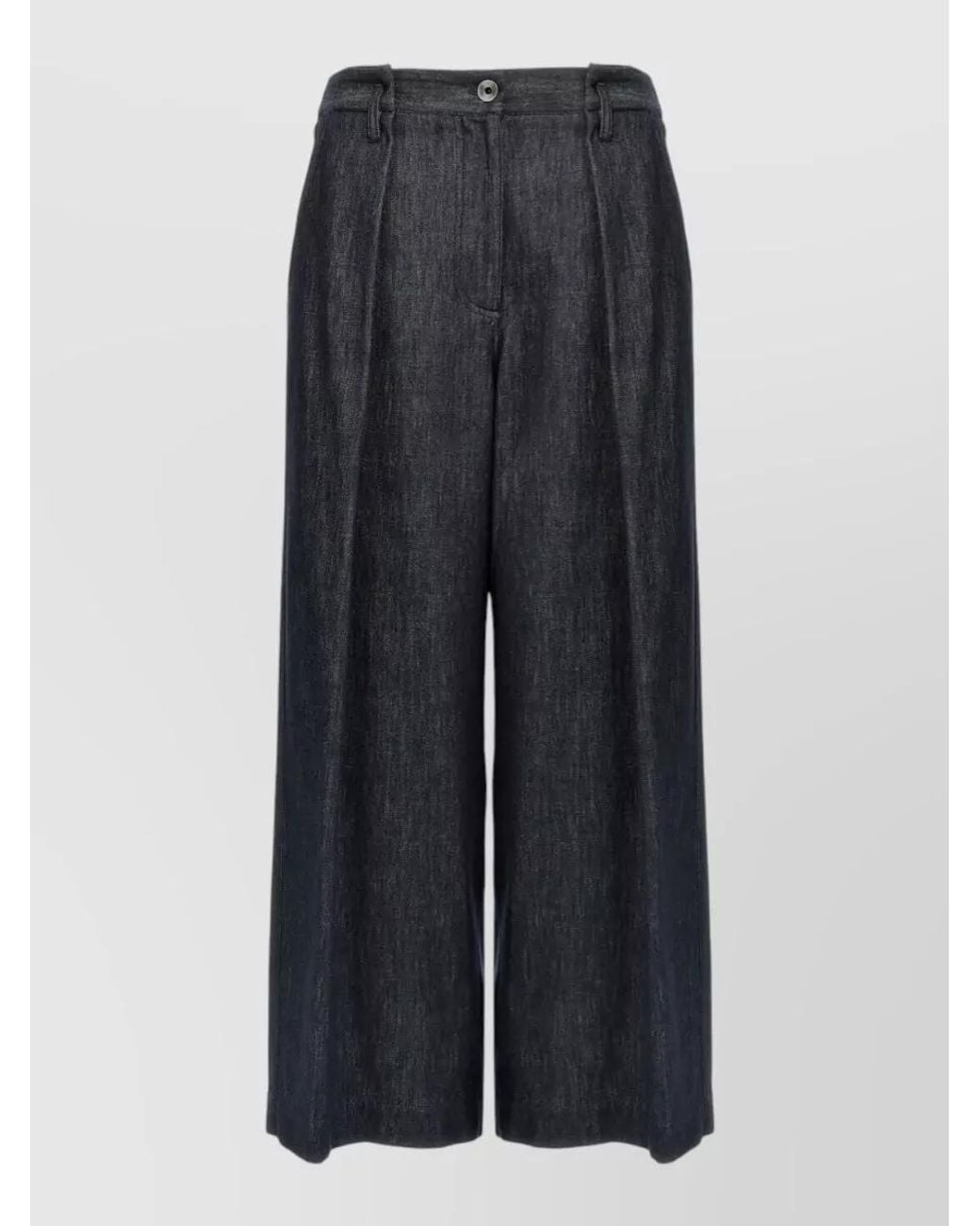 Brunello Cucinelli Blue Cropped Wide-Leg Trousers