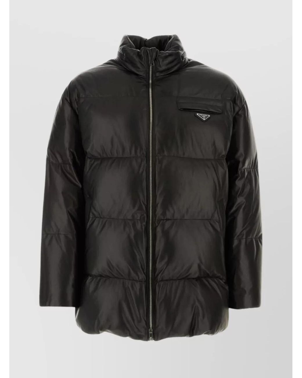 Prada Black Lamb Leather Down Jacket for men