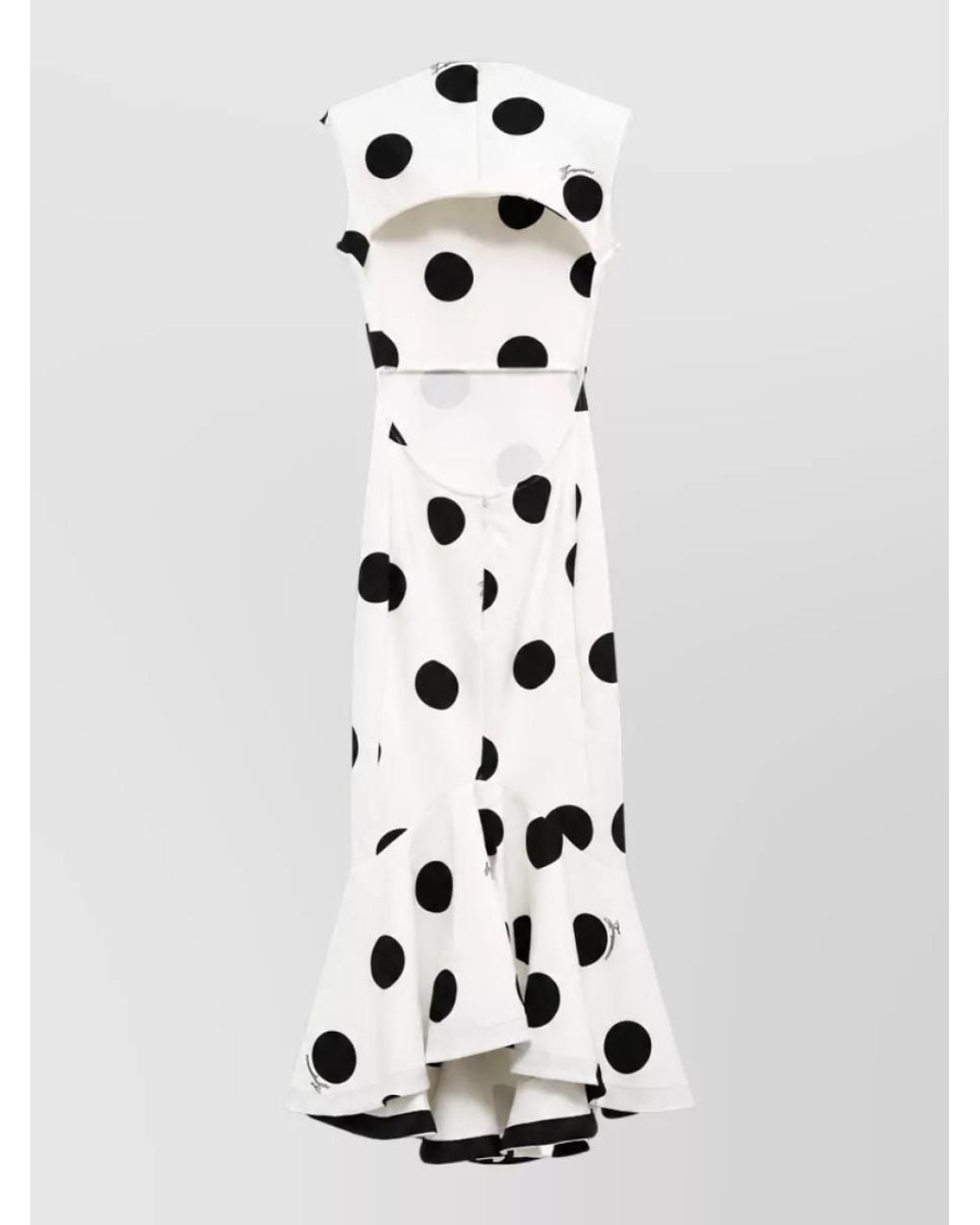 Jacquemus White Polka-Dot Sleeveless High-Neck Midi Dress