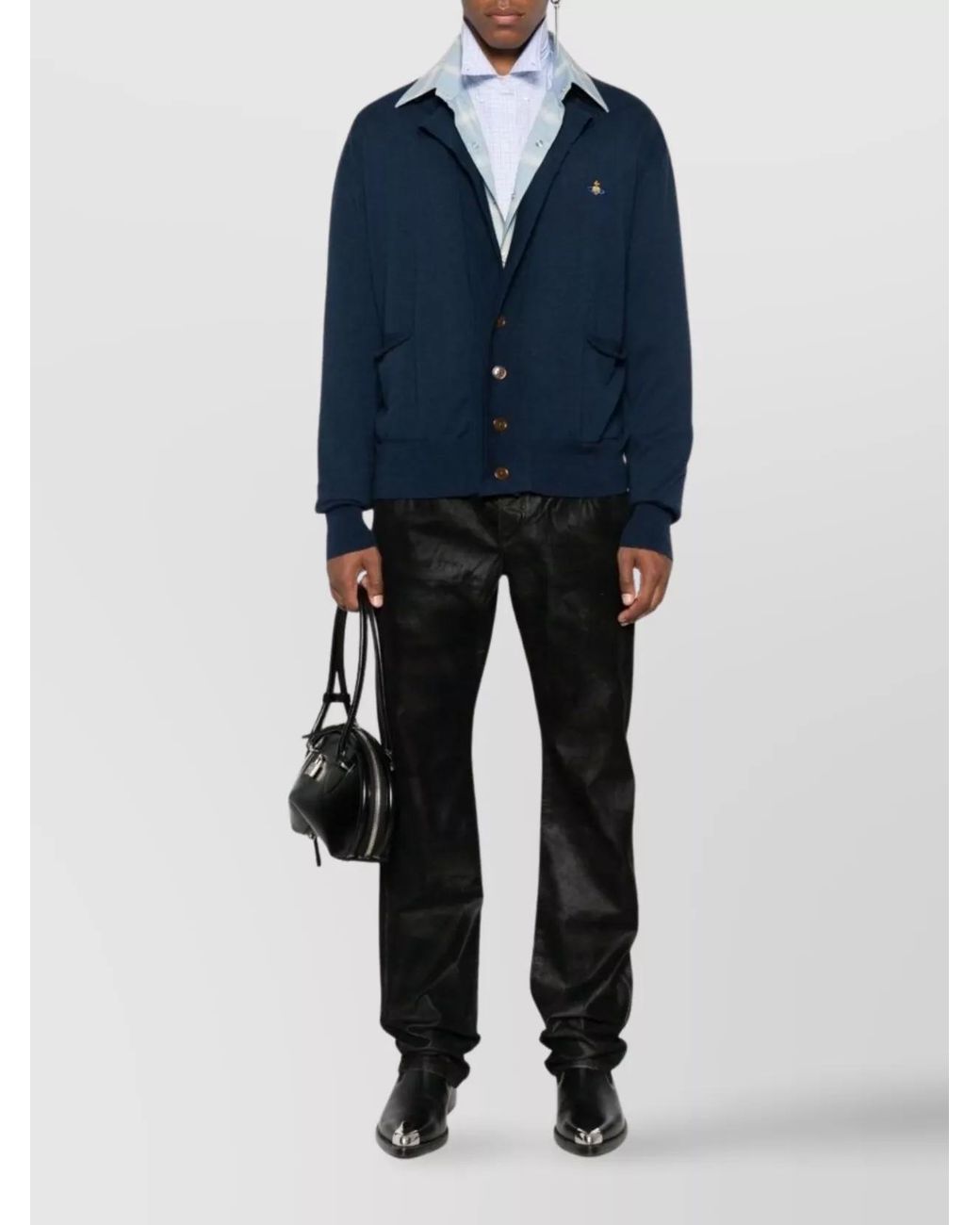 Vivienne Westwood Blue Cashmere V-Neck Cardigan for men