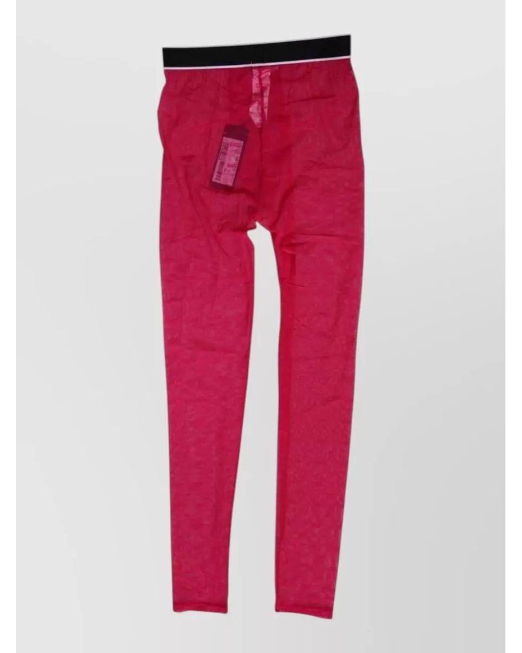 Dolce & Gabbana Red Sheer Logo Lace Leggings