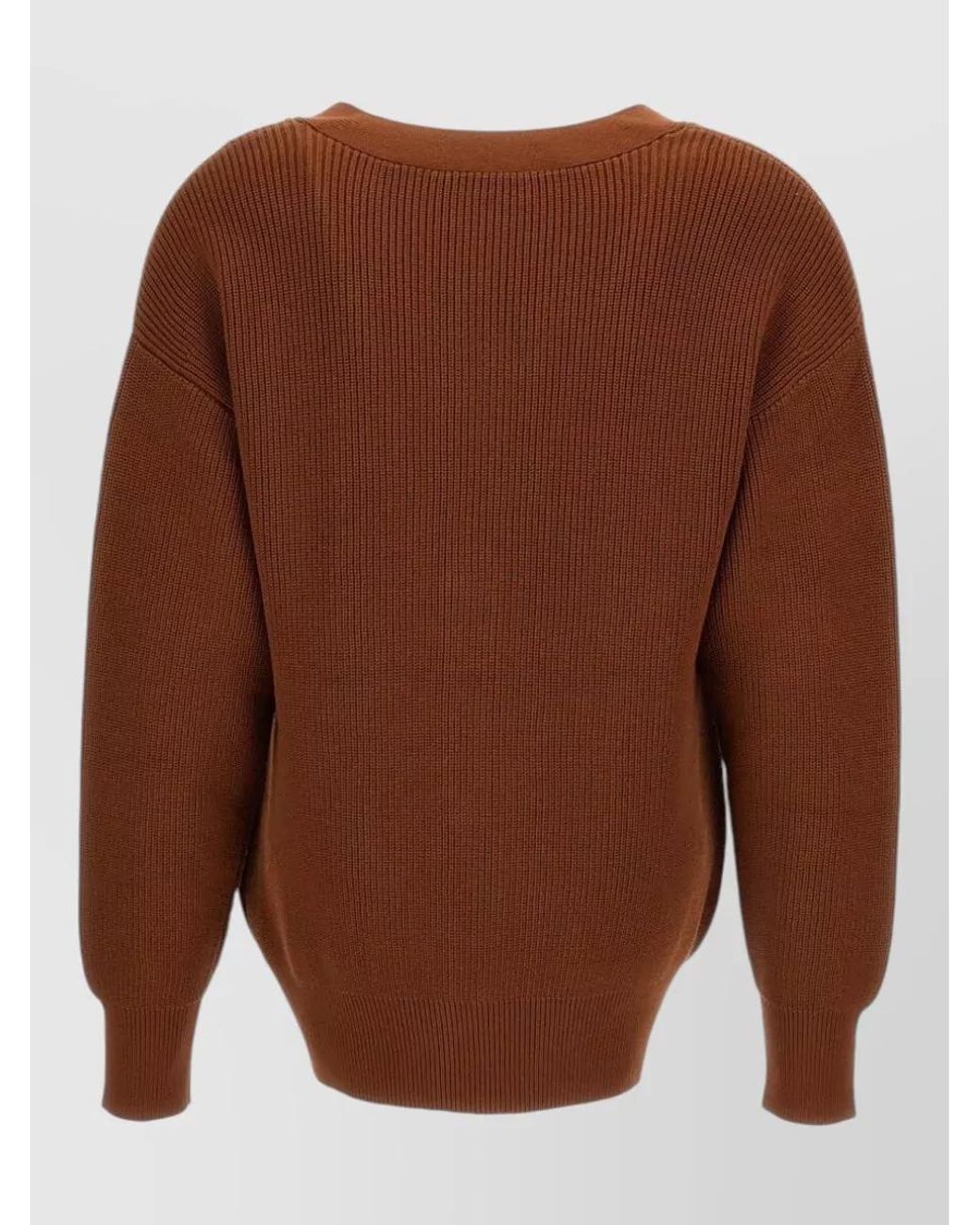 Elisabetta Franchi Brown Ribbed V-Neck Cardigan