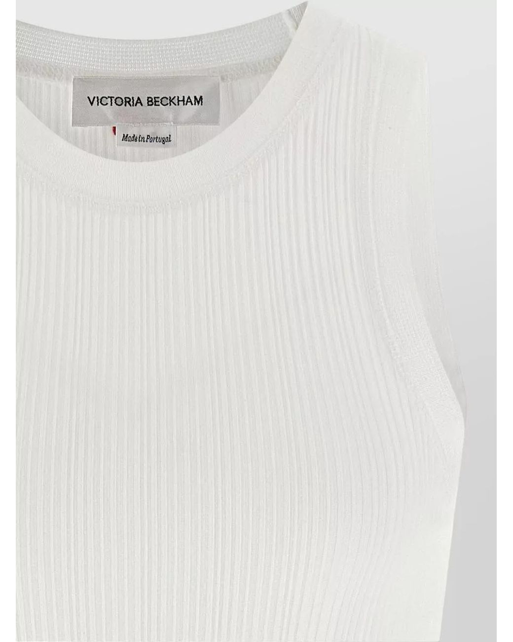 Victoria Beckham White Ribbed Cotton Tank Top