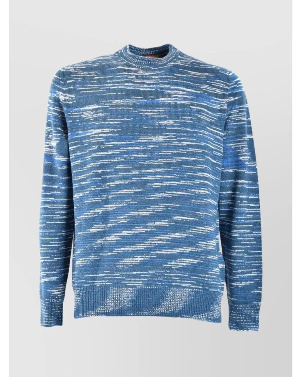 Missoni Blue Cashmere Striped Intarsia-Knit Crew-Neck Jumper for men