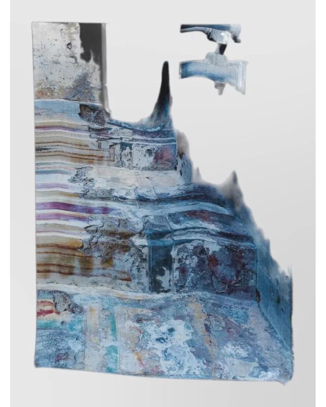 Faliero Sarti Blue Modal Cashmere Graphic Print Frayed-Edge Scarf