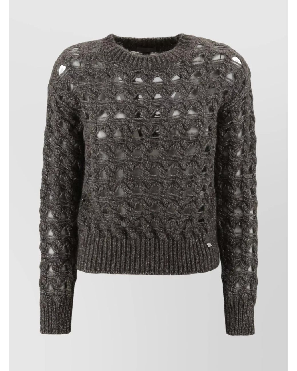 Herno Black Alpaca Wool Openwork Knit Jumper