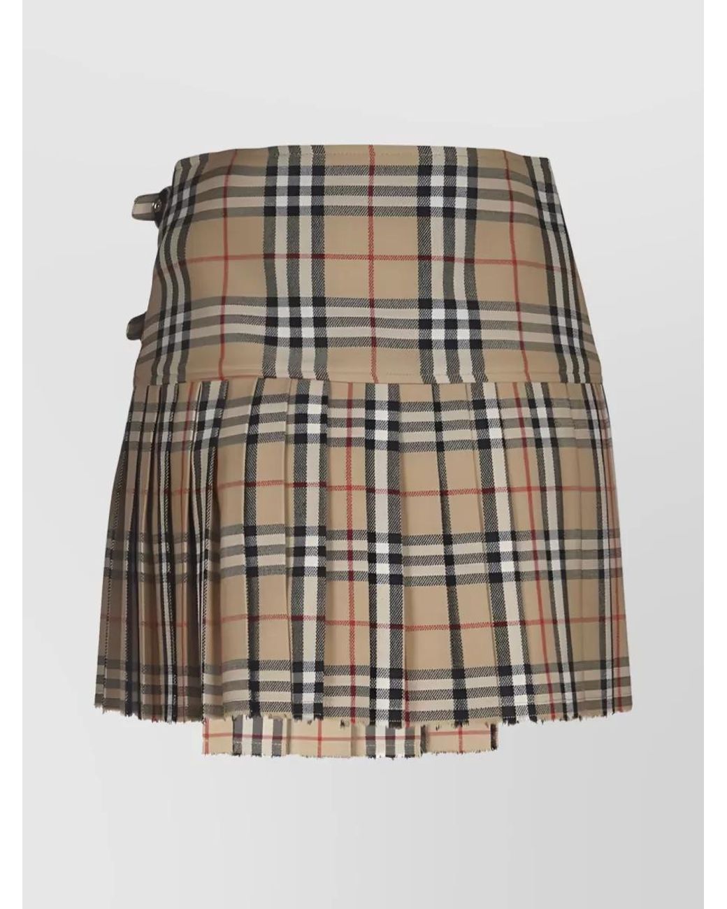Burberry Brown Wool Pleated Asymmetric Fringed Mini Skirt