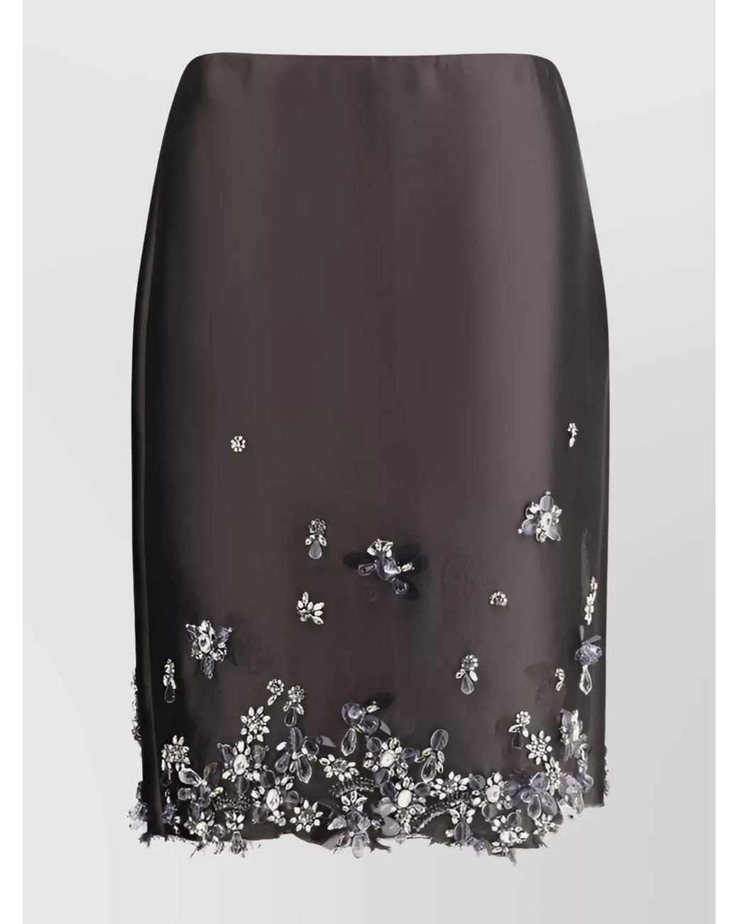 Prada Gray Crystal Embellished Midi Skirt