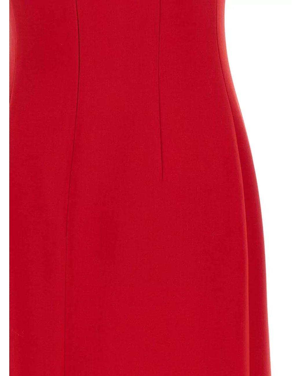 Magda Butrym Red Wool-Blend Floral-Appliqué Midi Dress
