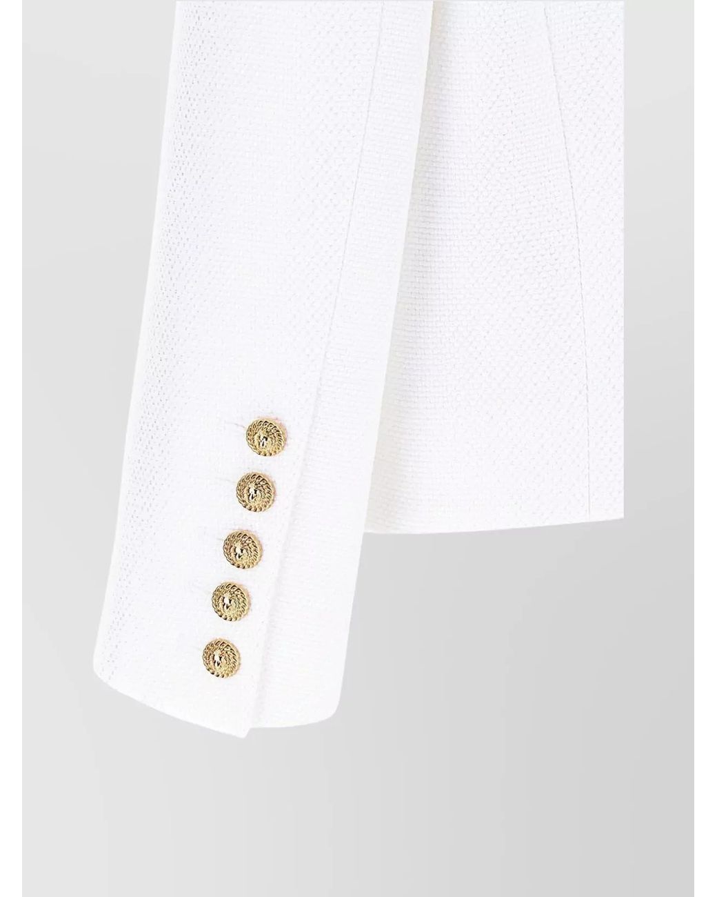 Balmain White Cutout Collar Cropped Blazer