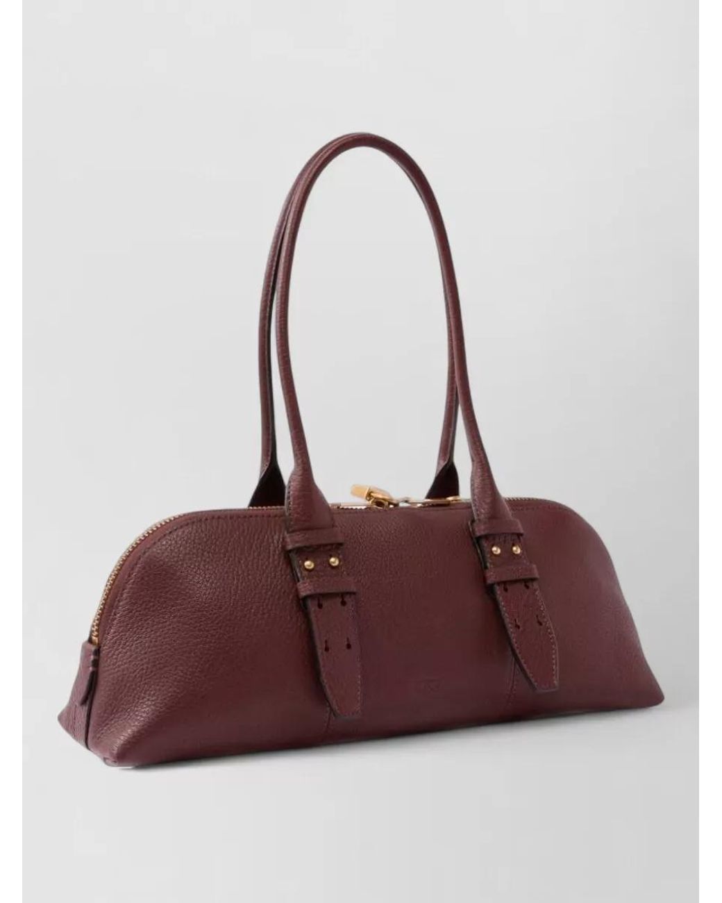 Pinko Purple Bowling Horizontal Big Sheep Leather Shoulder Bag