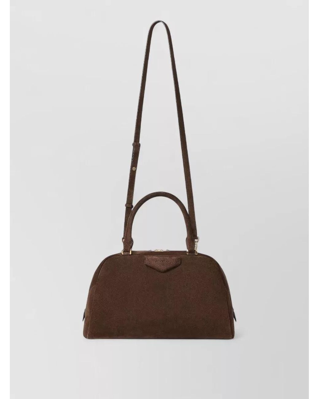 Givenchy Brown Antigona East West Soft Medium Suede Shoulder Bag