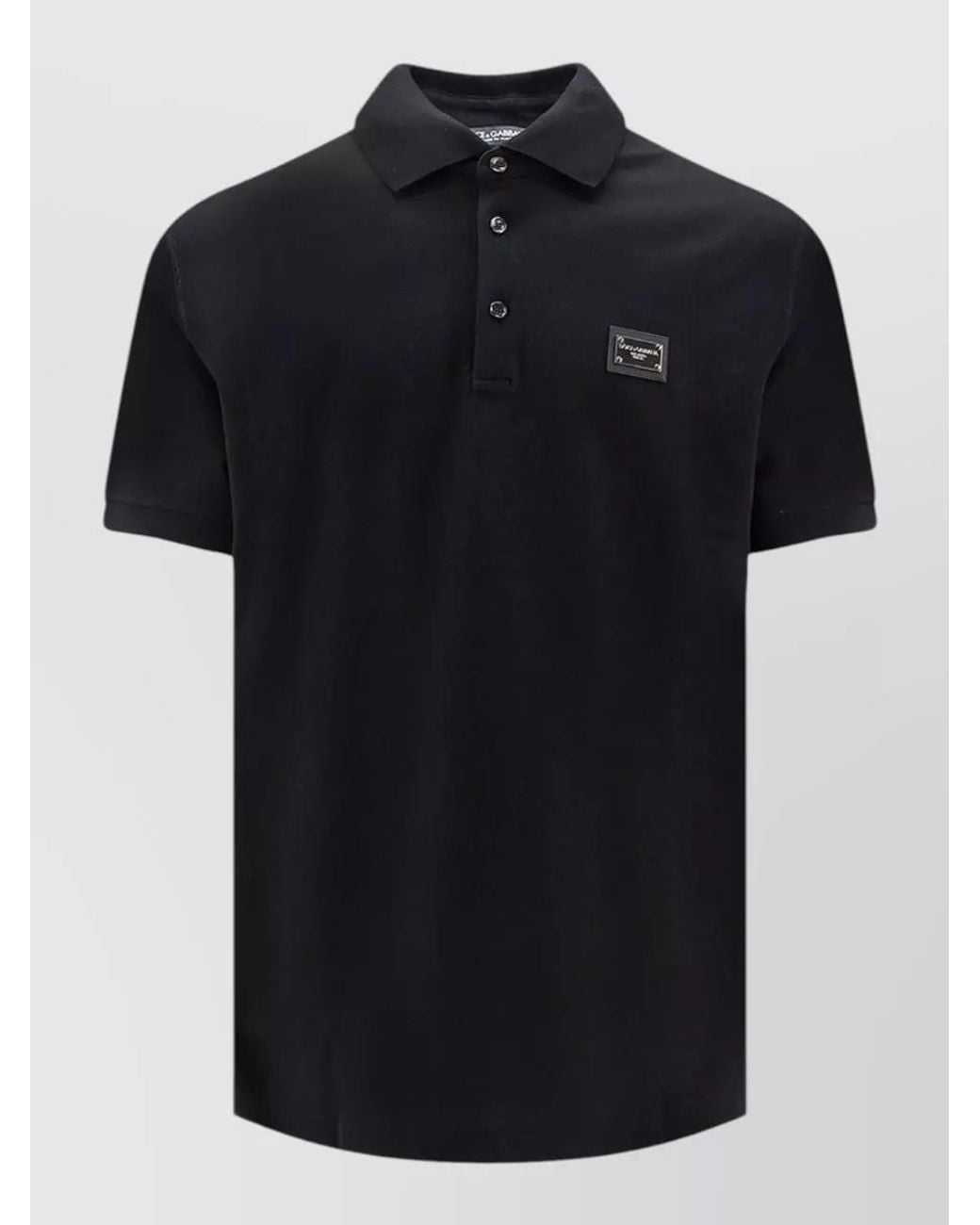 Dolce & Gabbana Black Cotton Piqué Regular-Fit Short-Sleeve Polo Shirt for men