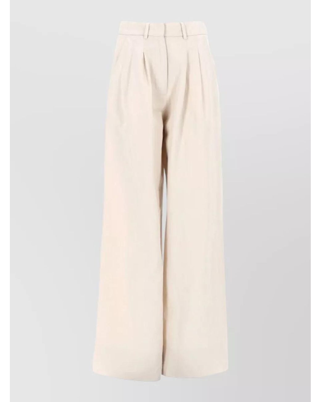 PT Torino Natural Linen Wide-Leg Pleated Trousers