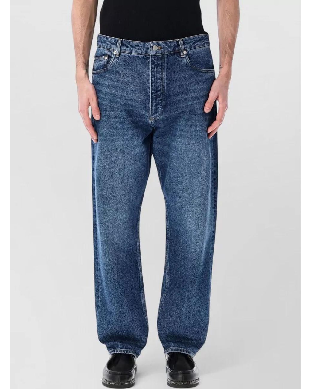Studio Nicholson Blue Mid-Rise Straight-Leg Denim Jeans for men