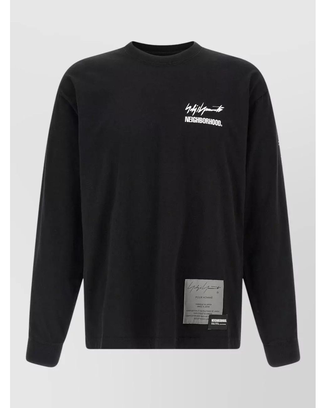 Yohji Yamamoto Black Cotton Logo-Print Long-Sleeve T-Shirt for men