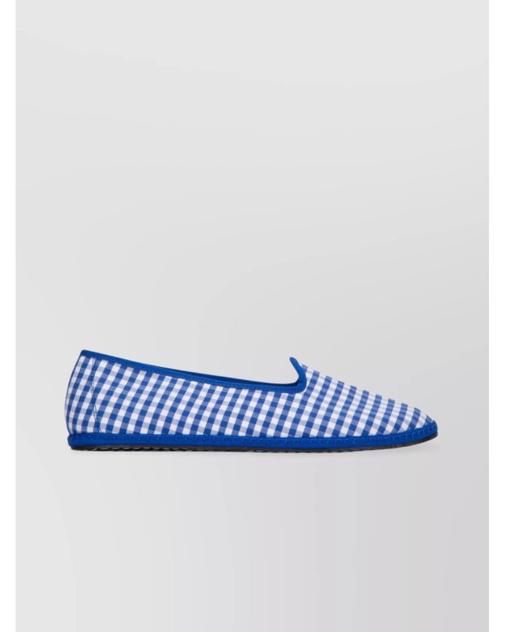 Vibi Venezia Blue Checked Cotton Slip-On Slippers