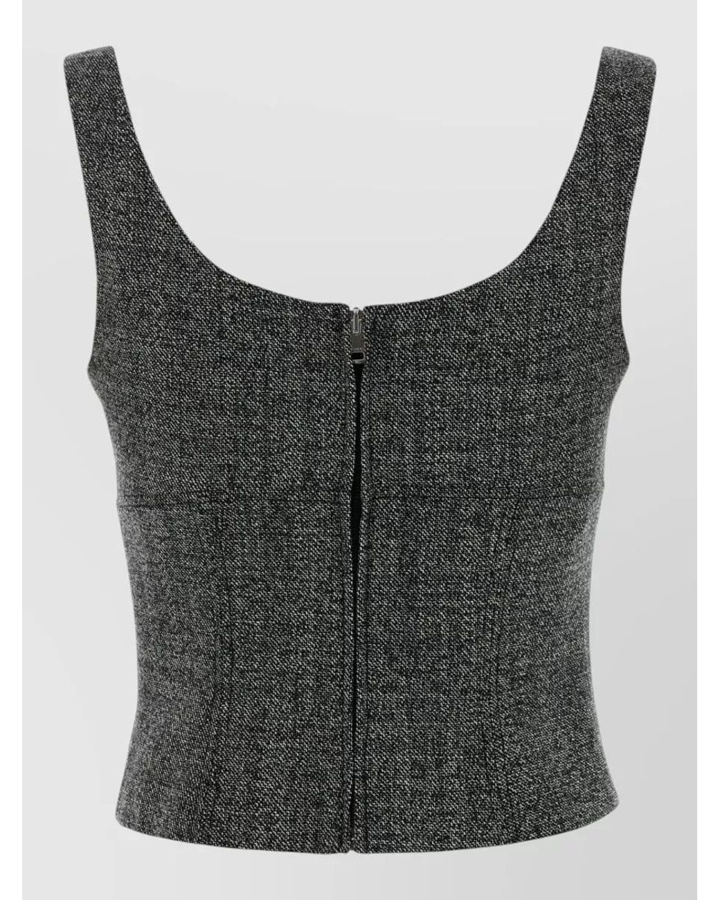Gucci Gray Wool Grisaille Top, Size 42 It, Ready-To-Wear