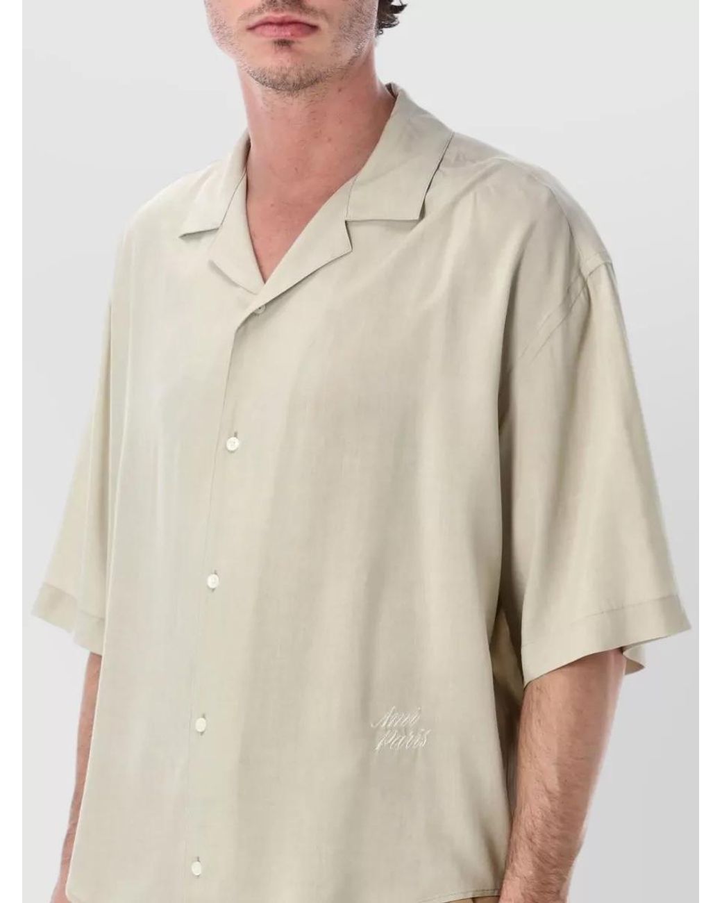 AMI Natural Viscose Short-Sleeve Boxy Shirt for men