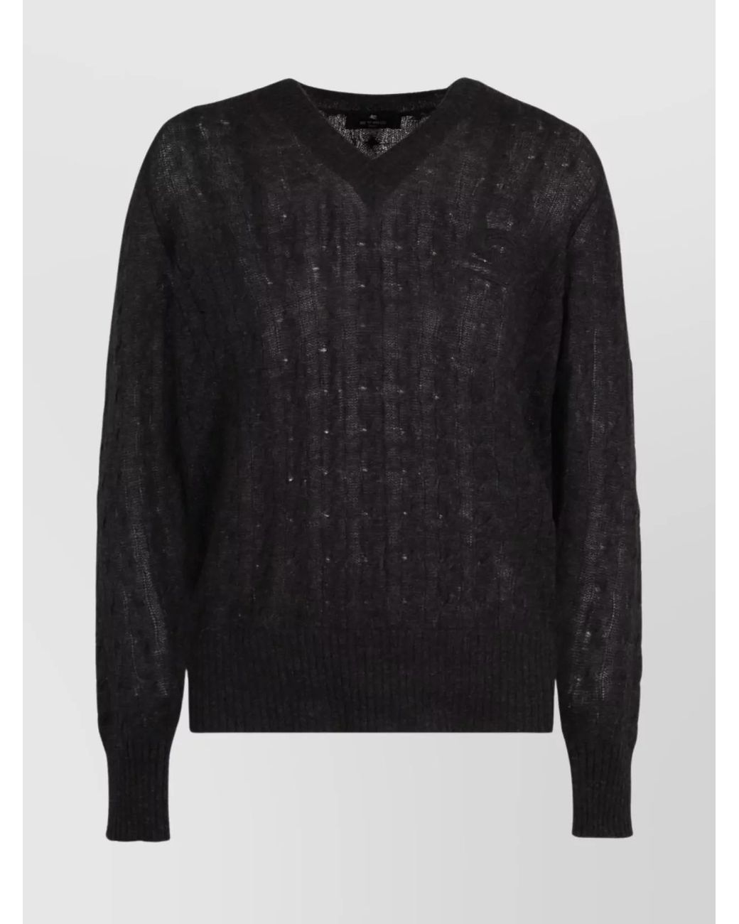 Etro Black Cable-Knit Cashmere Jumper for men