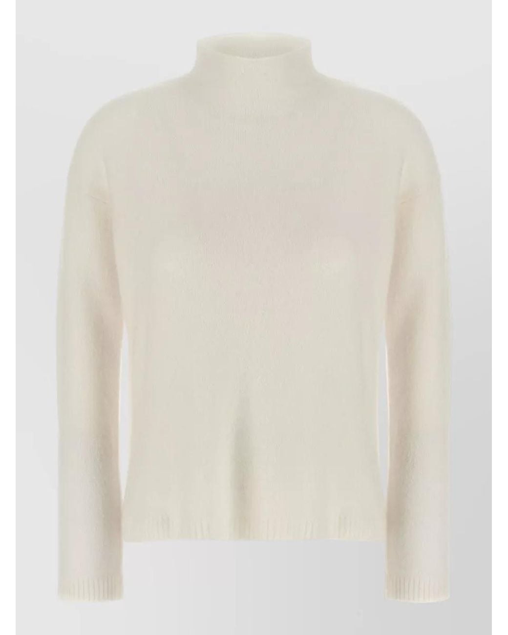 Max Mara White Cashmere High Neck Relaxed Fit Sweater