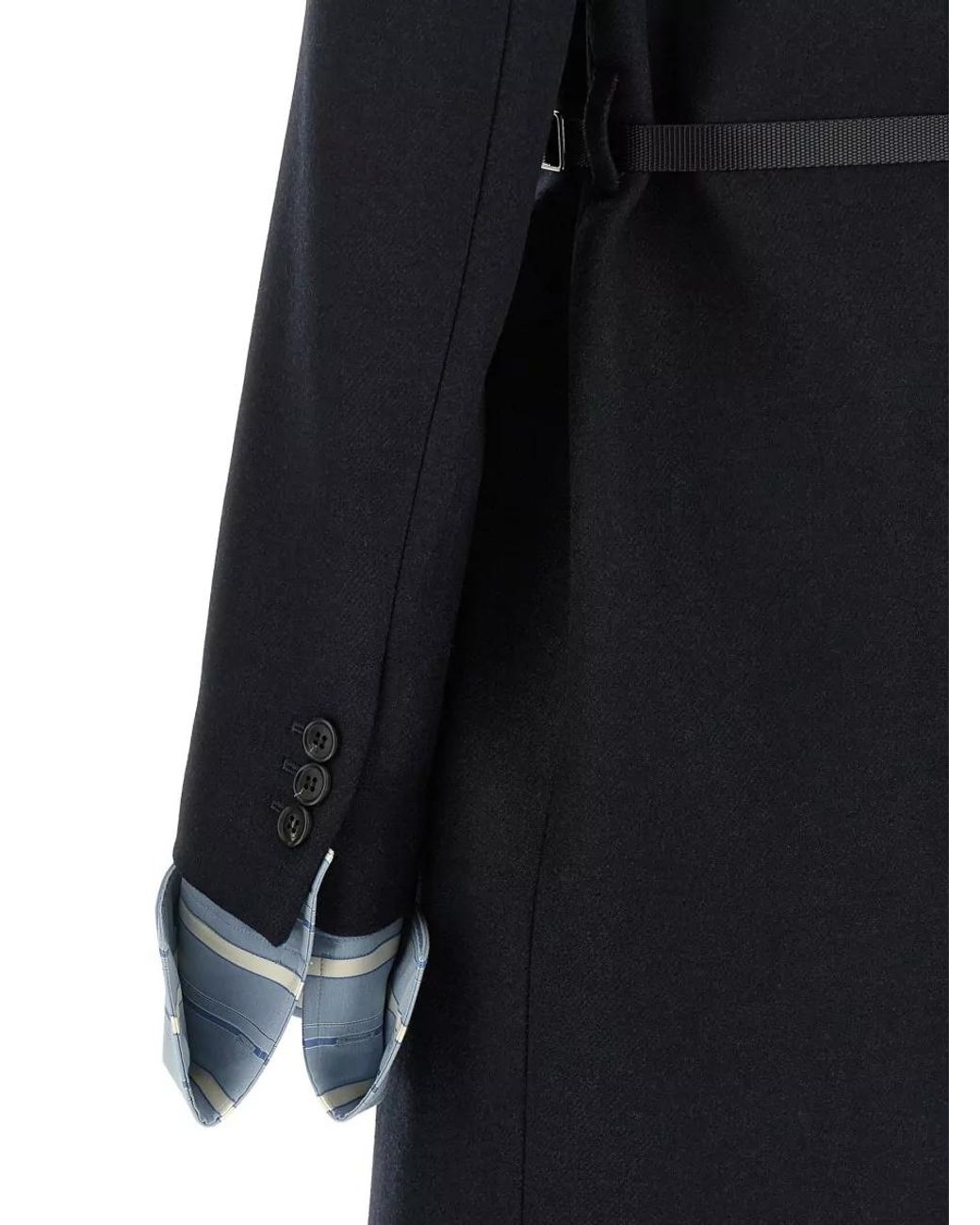 Prada Blue Virgin Wool Crystal Embellished Single Breasted Coat