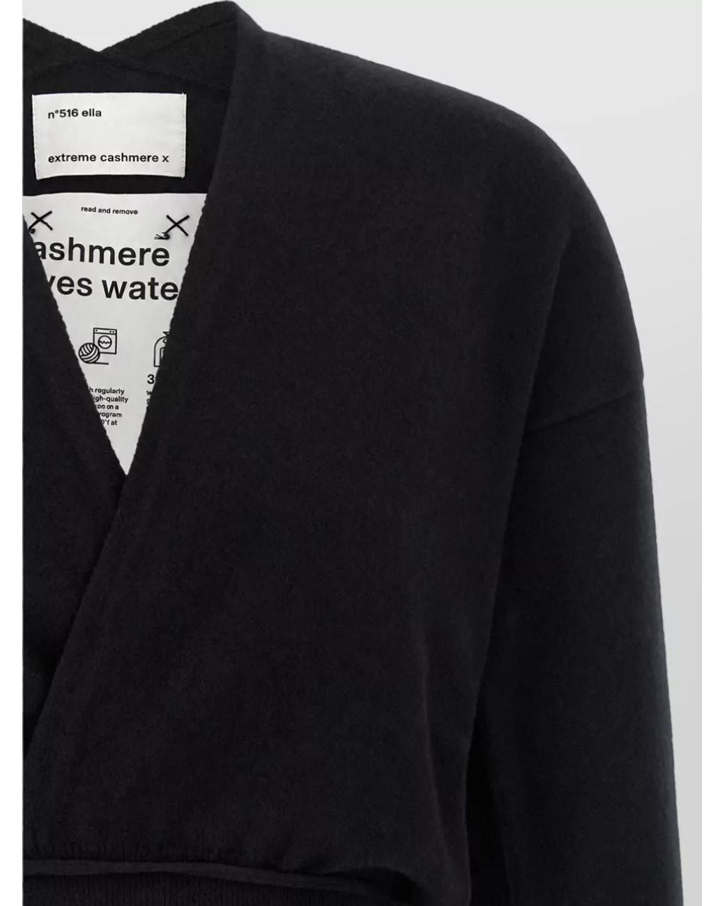 Extreme Cashmere Black Cashmere Ribbed Wrap Cardigan