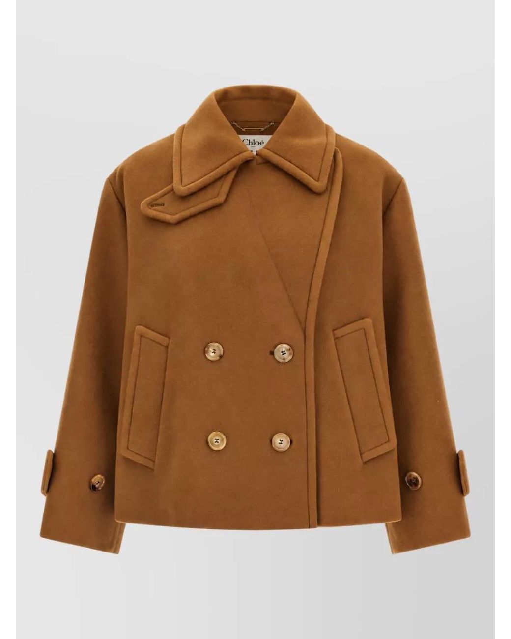 Chloé Brown Wool Double-Breasted Coat