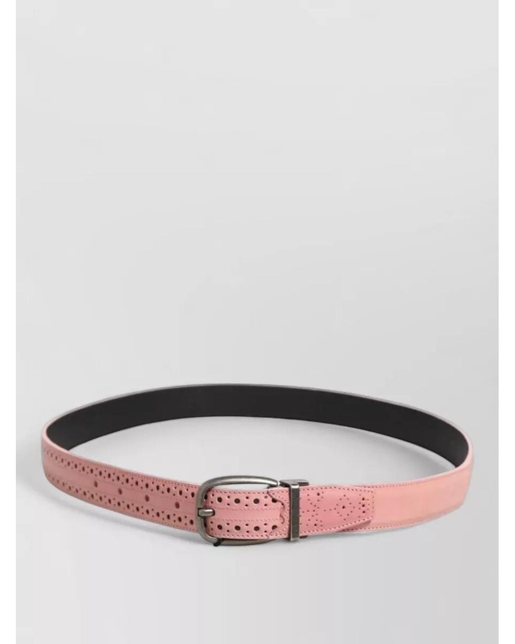 Dolce & Gabbana Gray Leather Perforated Buckle Belt for men