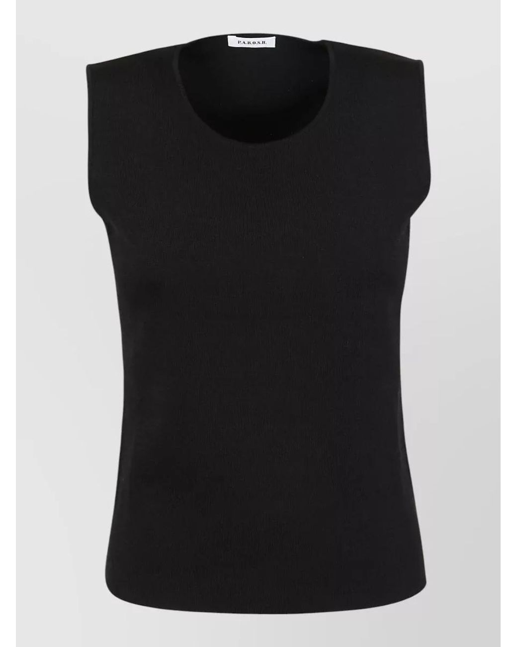 P.A.R.O.S.H. Black Sleeveless Crew Neck Knitted Top