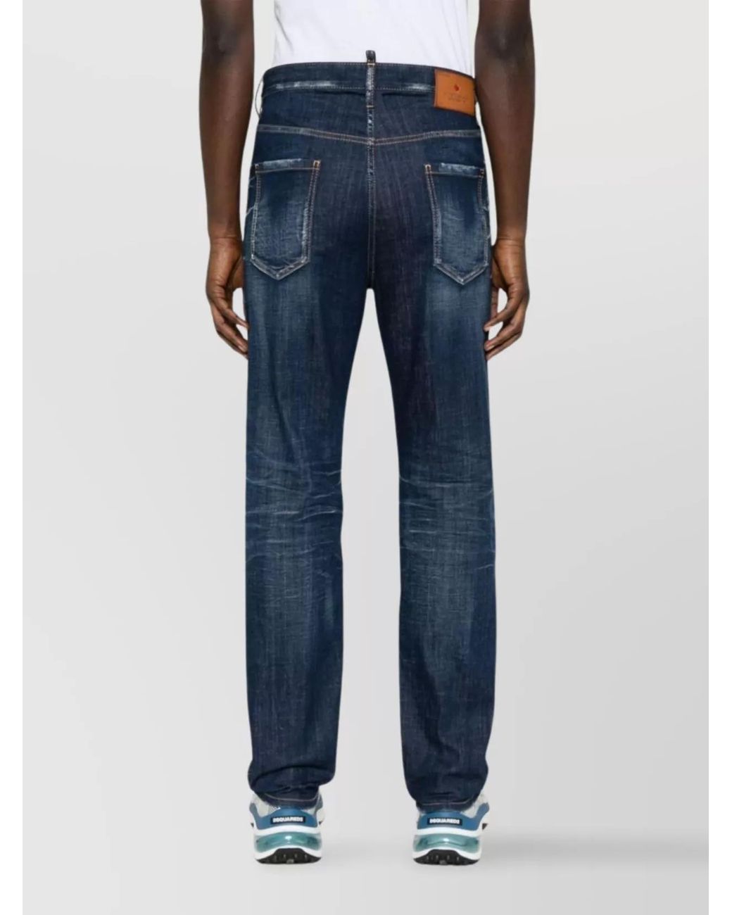 DSquared² Blue Mid-Rise Skinny Jeans Whiskering Effect for men