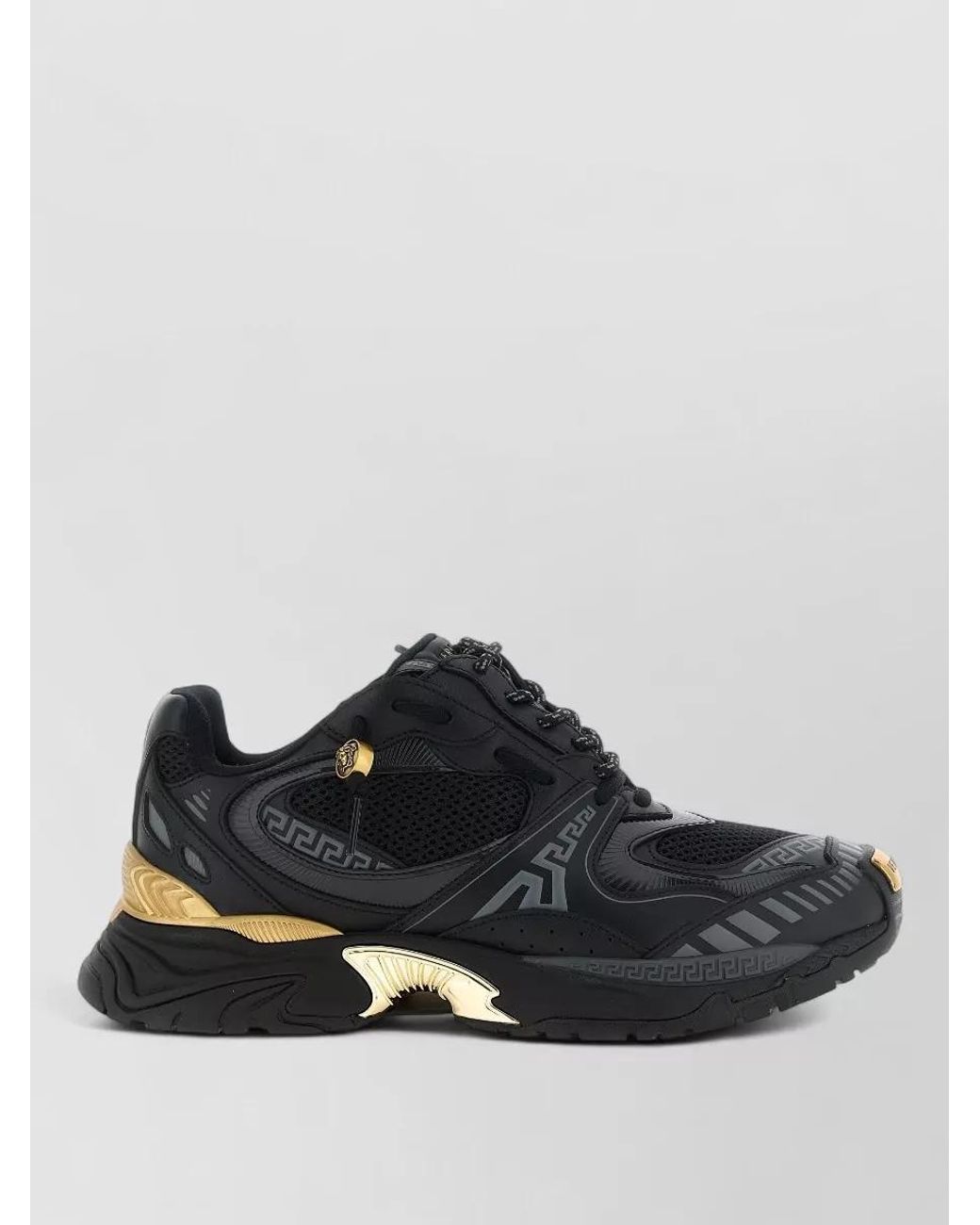 Versace Black Leather Low-Top Sneakers for men