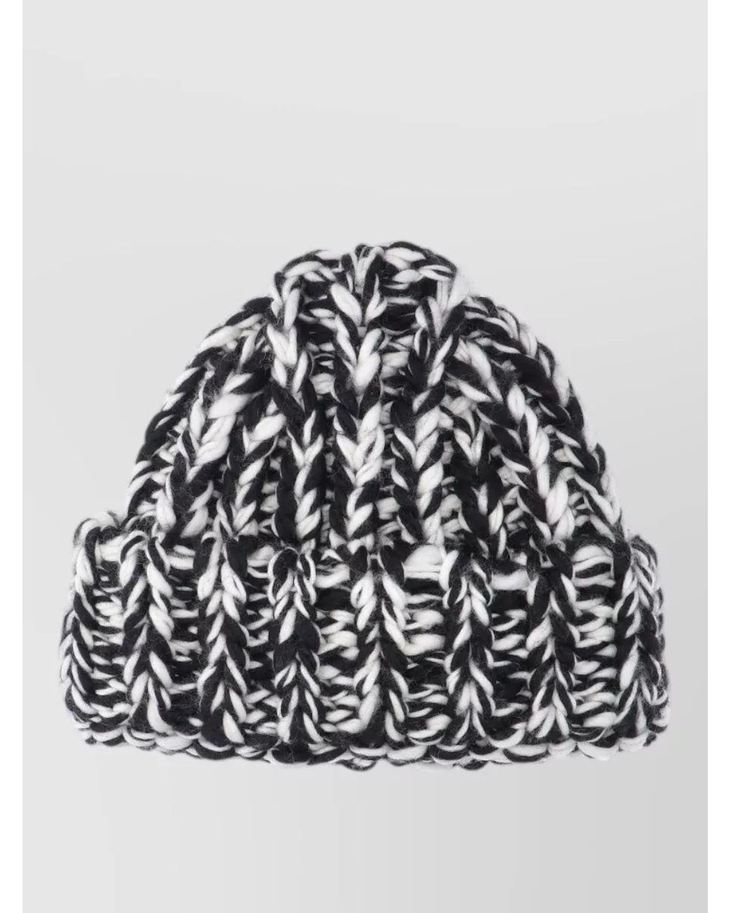 AMI Black Wool Chunky-Knit Oversized Beanie