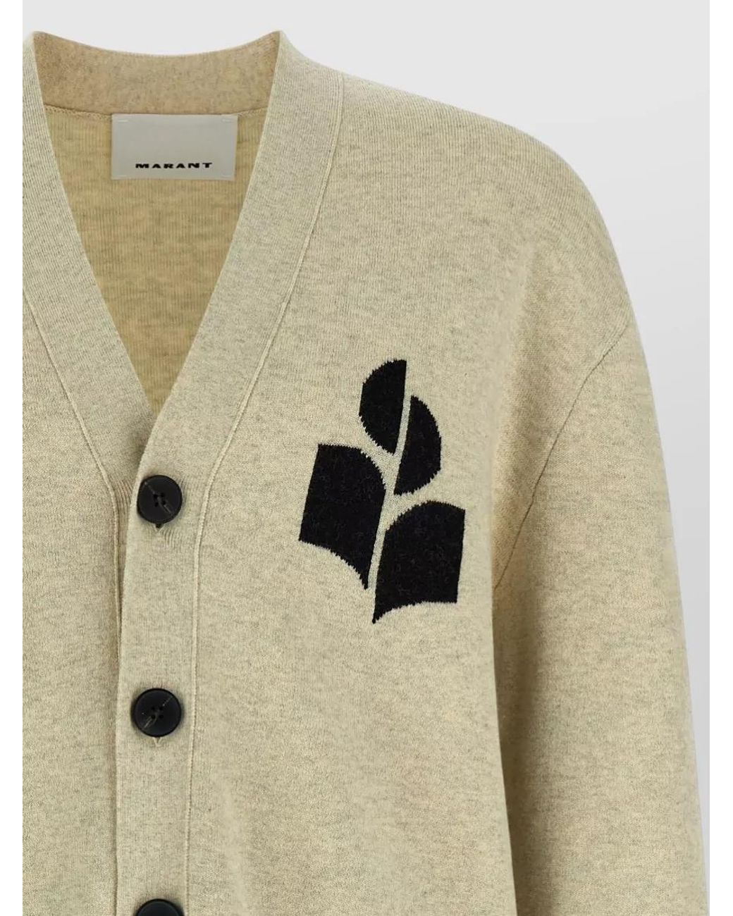 Isabel Marant Natural Curtis V-Neck Logo-Knit Cardigan for men