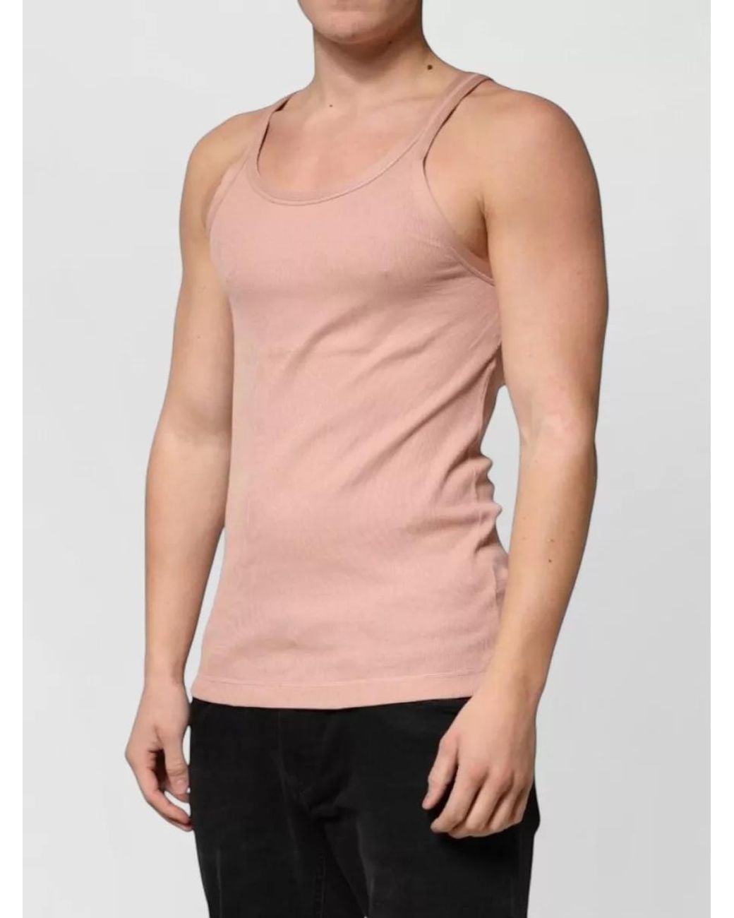Dolce & Gabbana Pink Ribbed-Knit T-Shirt for men
