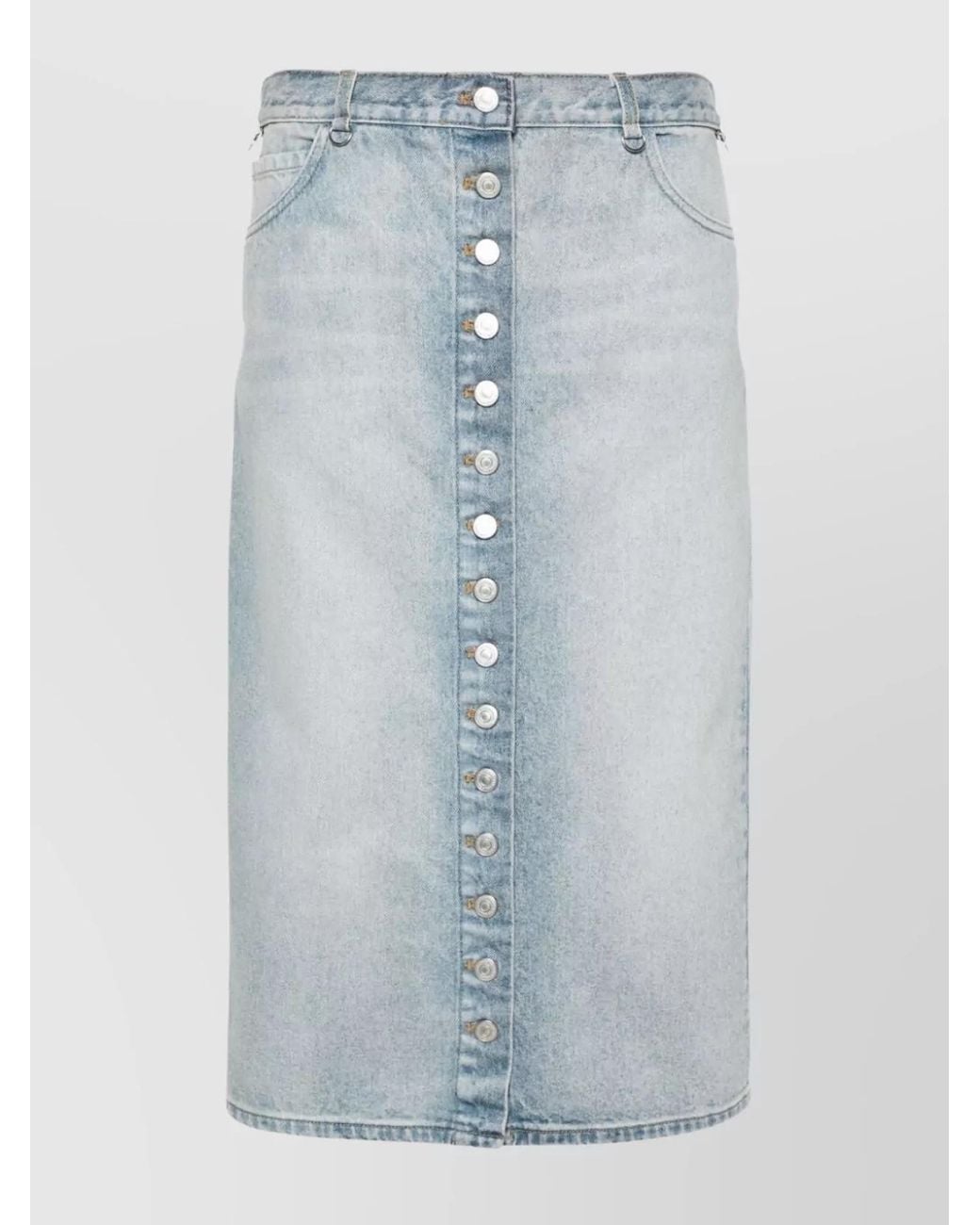 Courreges Blue Denim High-Rise Midi Skirt