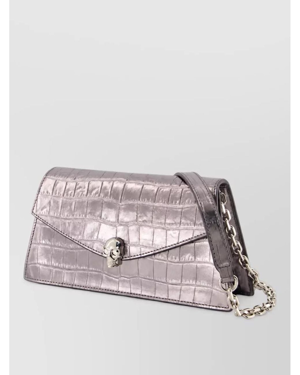McQueen Gray Skull Mini Leather Shoulder Bag