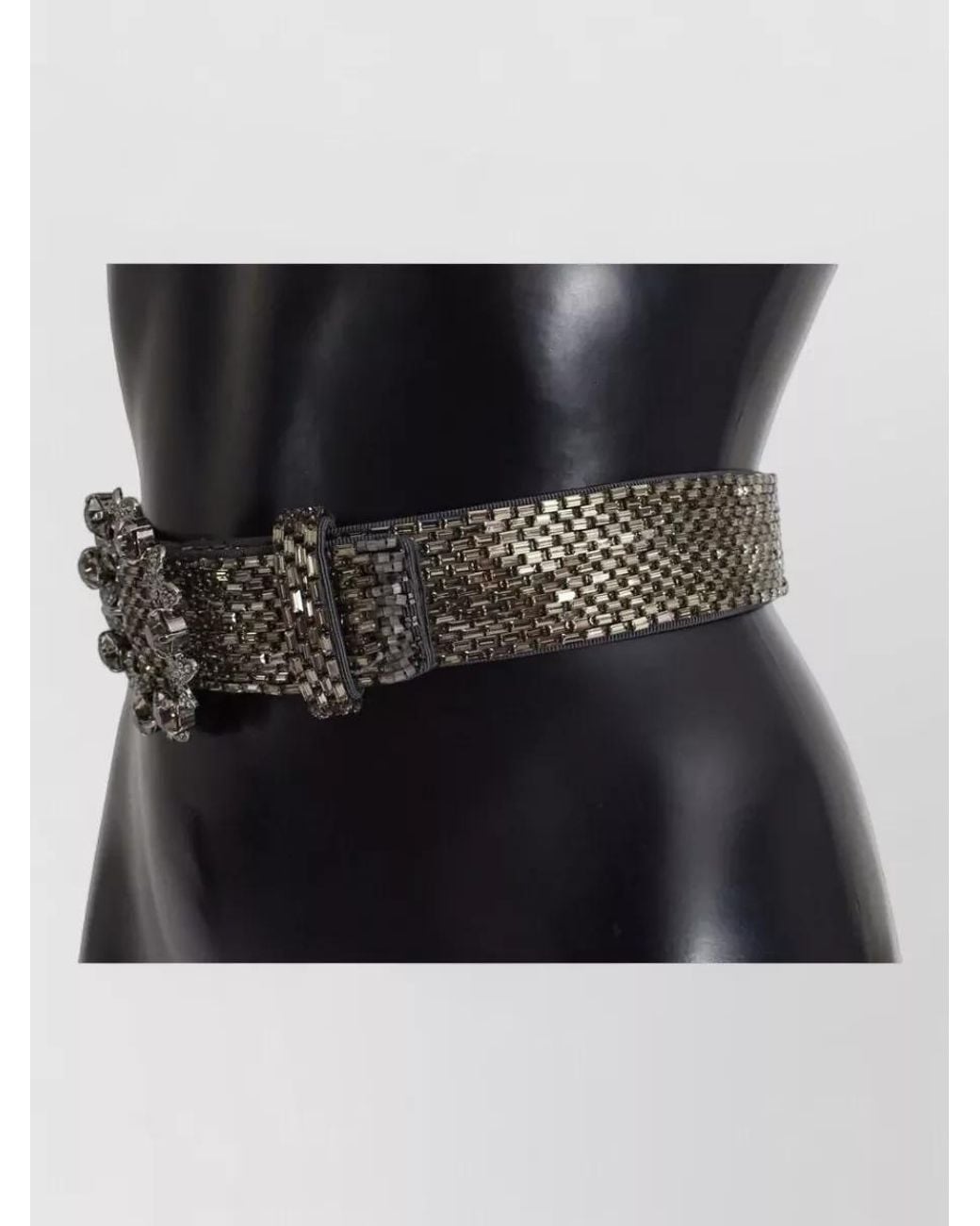 Dolce & Gabbana Gray Crystal-Embellished Sequined Belt