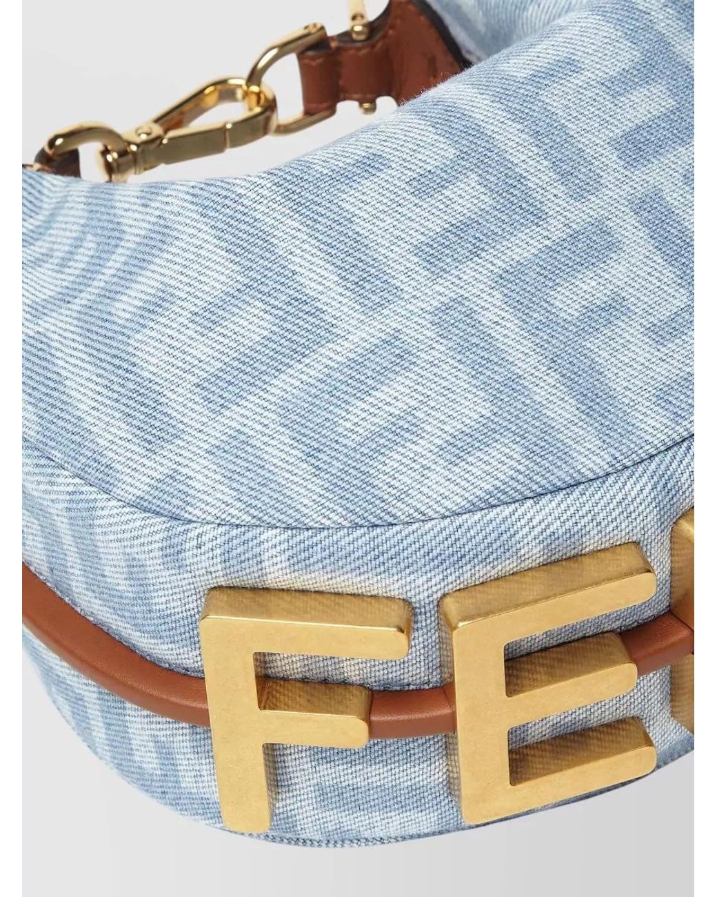 Fendi Blue Graphy Mini Denim Shoulder Bag