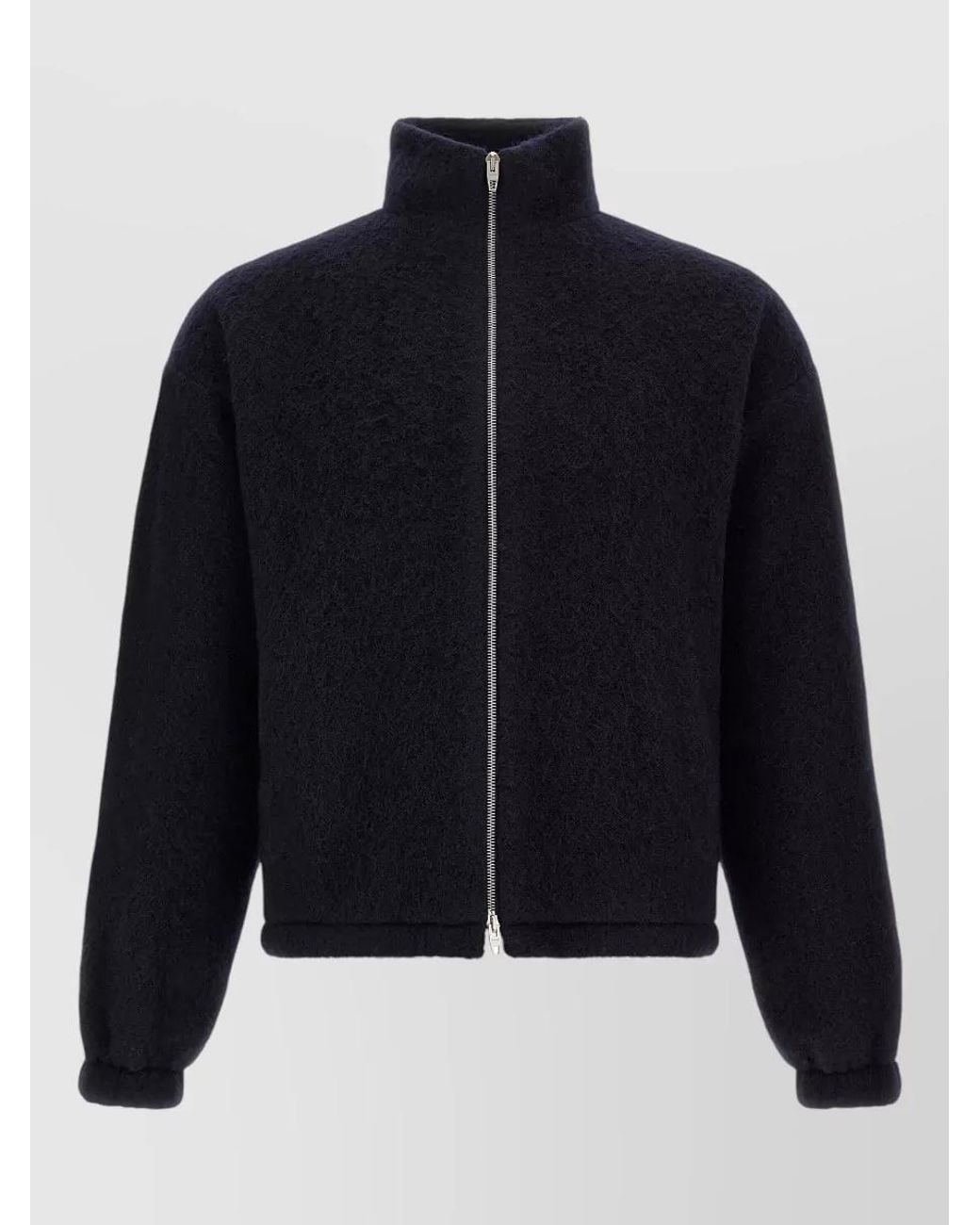 Jil Sander Blue Wool Blend Zip Sweatshirt Jacket for men