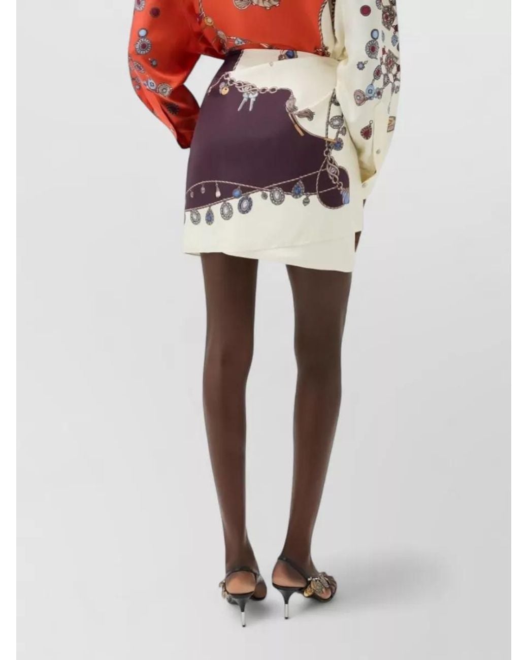 Versace Purple Silk Printed Wrap Mini Skirt