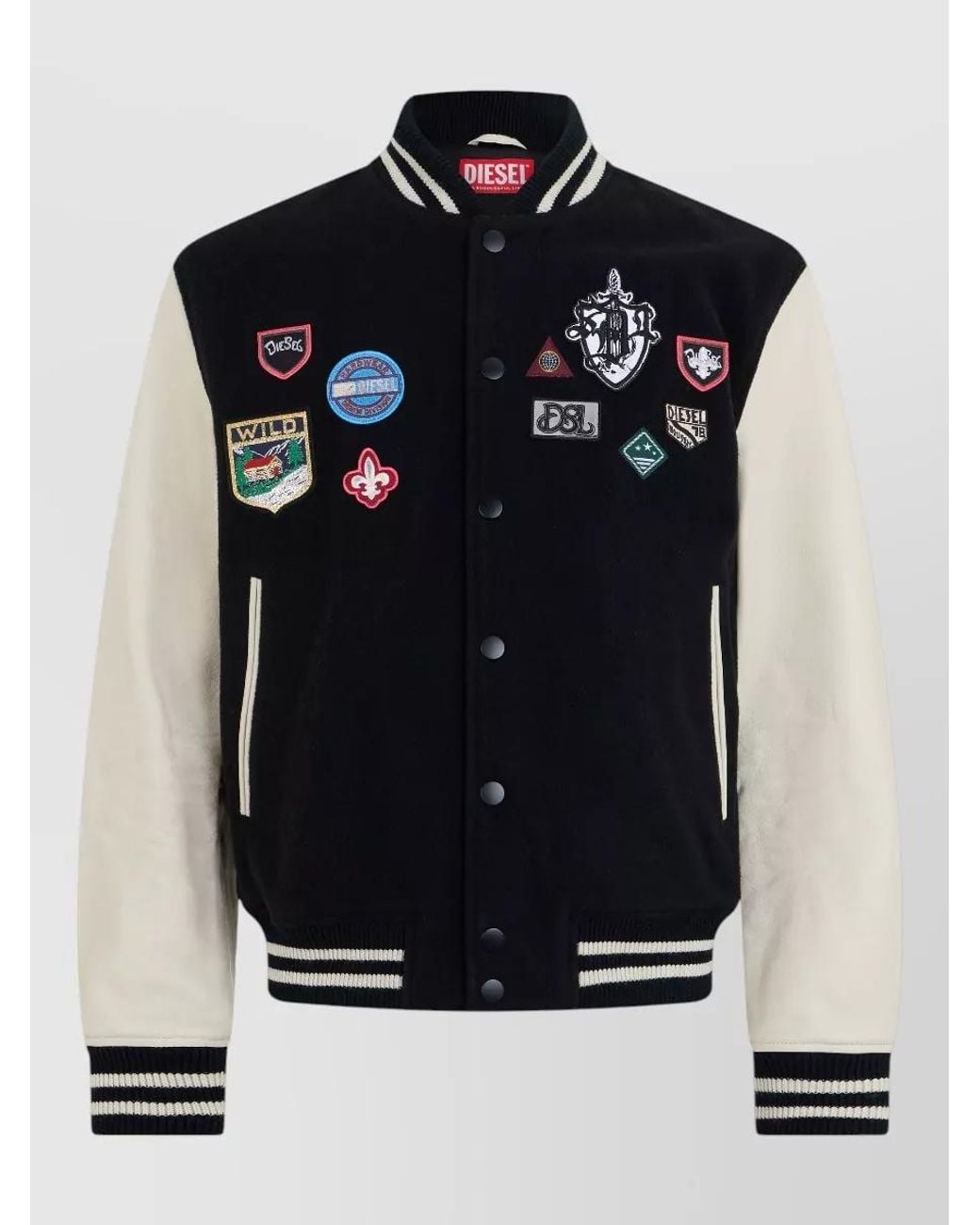 DIESEL Blue Wool Varsity Jacket for men