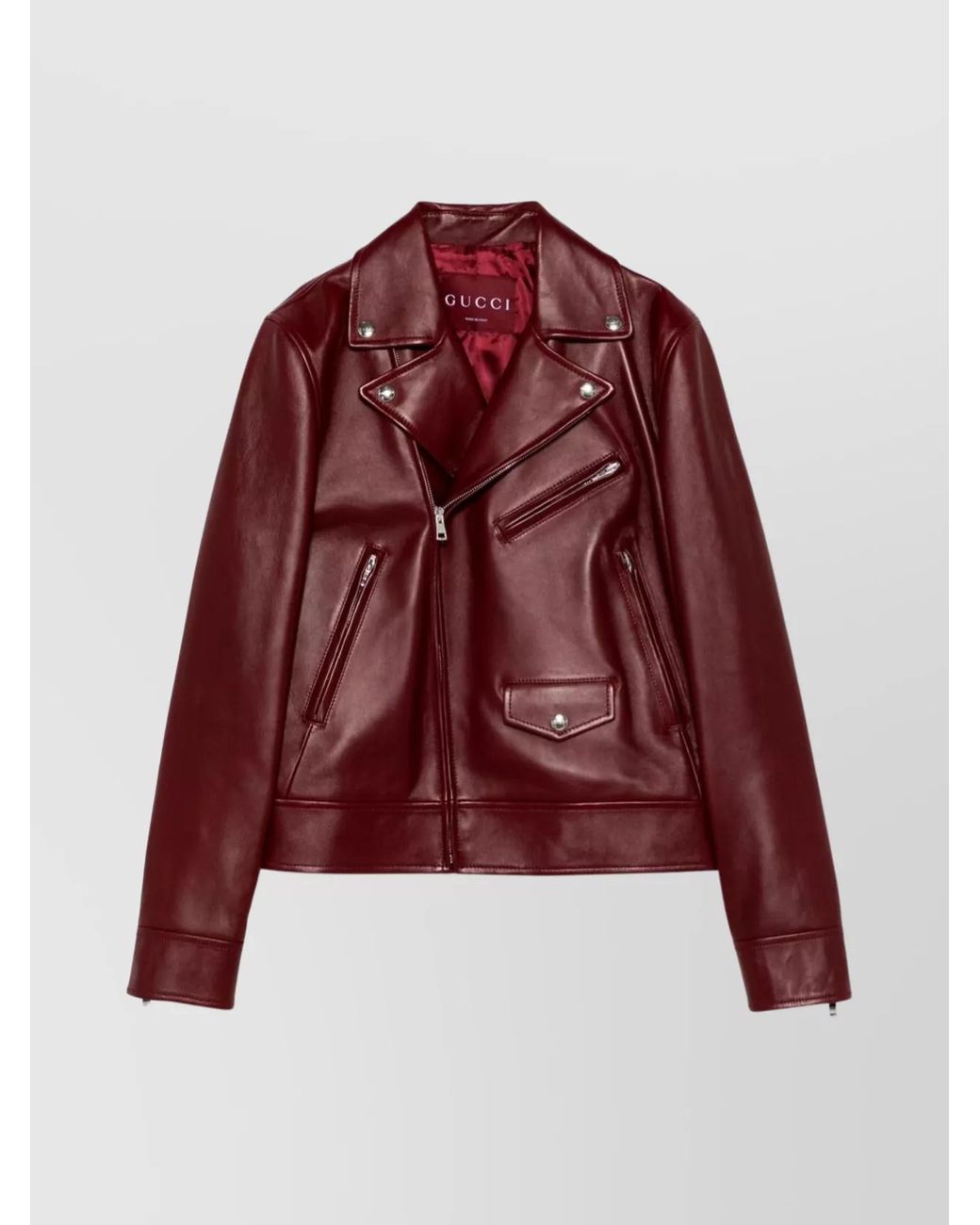GUCCI Lamb leather single Riders jacket 290487 Black with red lining 36 main image 1